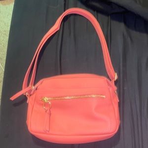 Peach faux leather cross body purse